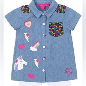 Betsey Johnson 3T sequin unicorn button down